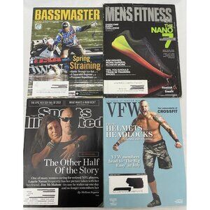 Lot of 4 Random magazines Sports Bassmaster, Men's Fitness, Sports Illustrated